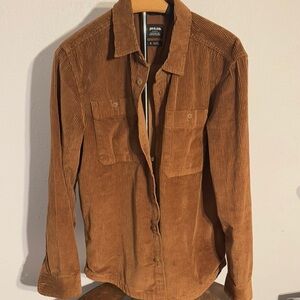 Brown Corduroy Button-Up Shirt women’s size small prAna organic cotton